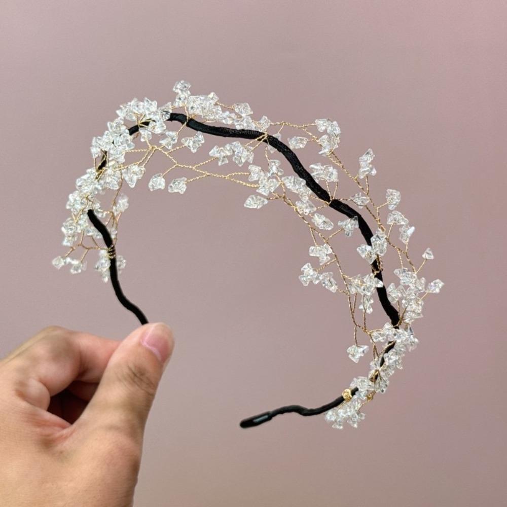 Korean Style Crystal Beaded Hair Hoop Elegant Wedding Headwear Hair Accessories