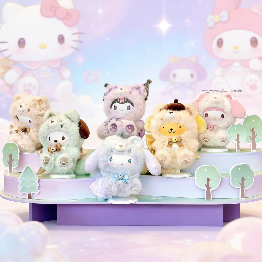 New Sanrio Characters Fox I Sland Blind Box Cinnamoroll Plush Pendants Surprise Box My Melody Blind Boxtoy Gift