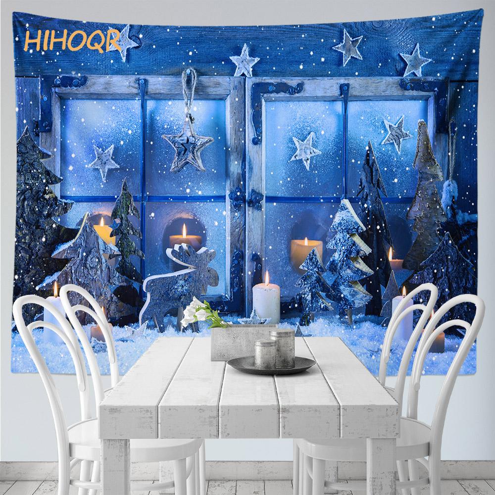 Рождественский гобелен настенный Санта-Клаус Рождественская снежная сцена гобелен на окно Эстетический декор комнаты украшение для дома и праздника