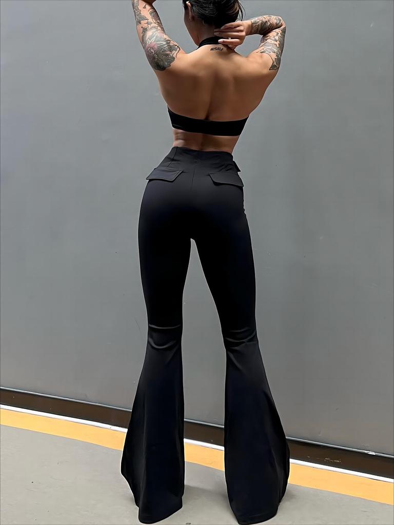 Women's High Waist Wide Leg Yoga Pants - Hip Lifting Bell-Bottom Fitness Tights
