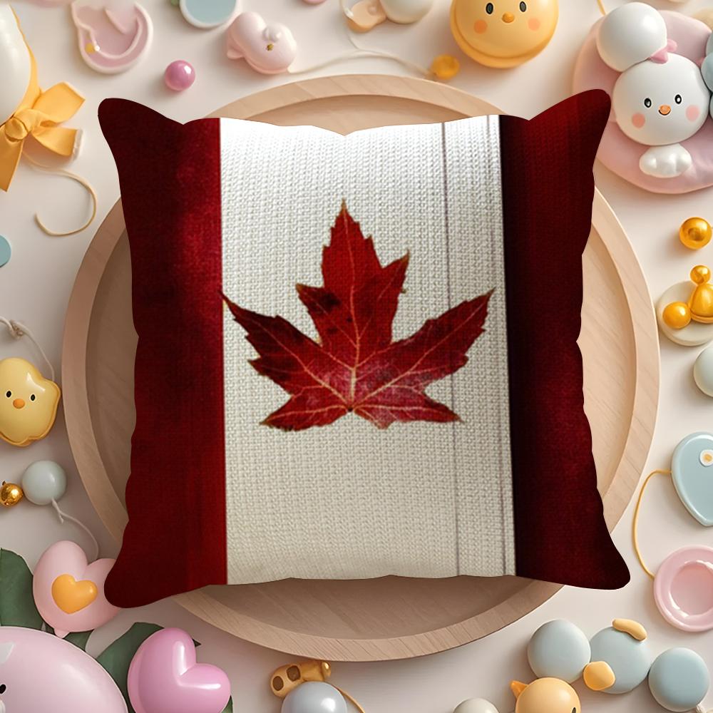Canada Canadian Flag Ca Leaf Cushion Cover Summer Coolness Linen Fabric Double-Sided Printing Pillow Case Sofa Home Decor Gift