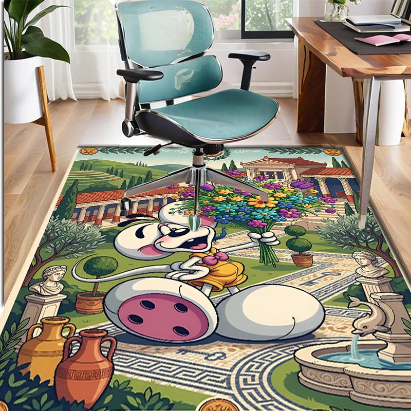 Diddl Pattern Rug, Indoor/Outdoor Mat, for Picnic, Gameroom, Bedroom, Office, Living Room, Home Decor Carpet, Birthday Gift