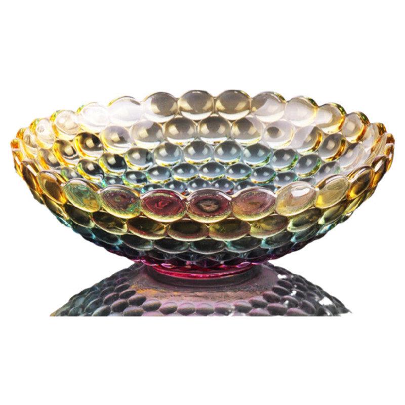 Flavinmci Bubble Blue Crystal Glass Fruit Bowl
