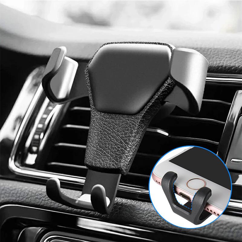 Premium Texture Car Vent Mount Holder with Leather Pattern for Easy Installation and Stability