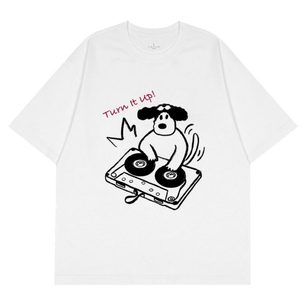 Оригинальная футболка DJ Dog Rock Band Y2K Музыка Барабанщик Футболки с коротким рукавом Американский стритвир Хлопок Повседневная Модная Одежда