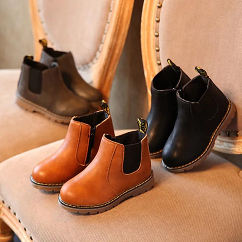 Botas Soft Sole Kid Boots Autumn Winter Plush Boy Ankle Boot British Girl Retro Fashion Short Boots Kid Shoe Zapatos