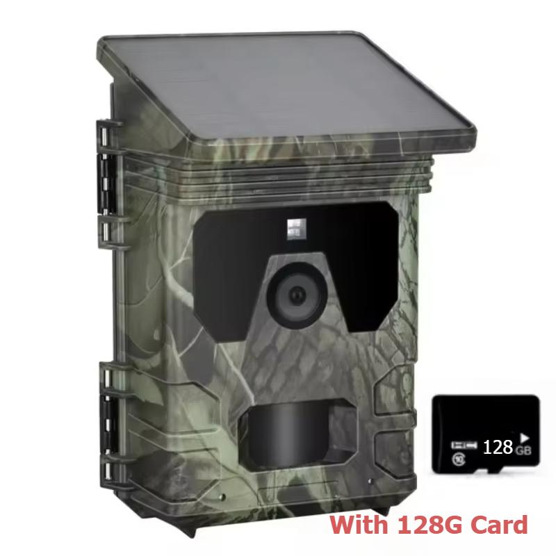 2025 Солнечная камера для дикой природы 50 МП 4K видео Камера слежения Ночное видение 0,3 с Активация движением Водонепроницаемая садовая камера Наружное наблюдение за охотой