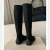 Elastic boots, fashionable comic leg temperament, square head flat bottom bare boots, mid-leg thin boots, women's fashion boots