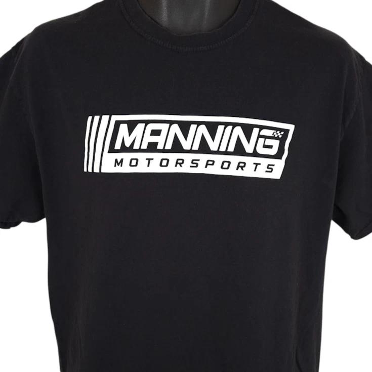 Manning Motorsports 100% Хлопок Футболка Мужские Футболки Топ Мужской Размер Средний Черный Гоночный