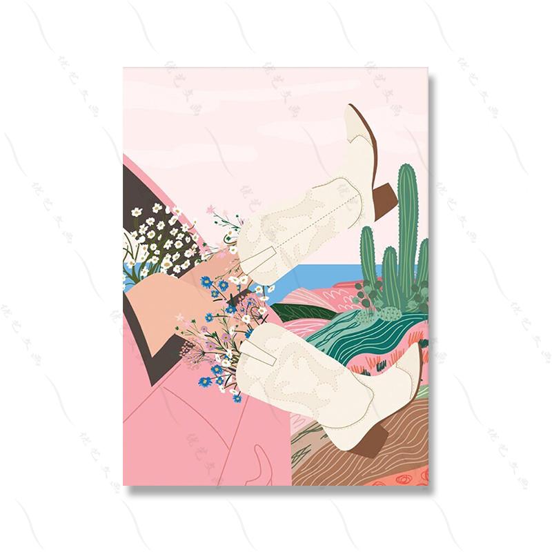 Gallery Wall Bold Fun Beverage Bloemen Pink Art Poster Cowgirl Boho Rainbow Abstract Wall Canvas Painting Print Room Home Decor