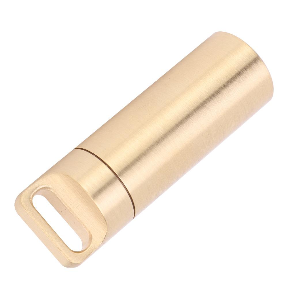Brass Tablet Container Waterproof Pill Container Durable Capsule Box Holder Outdoor Travel