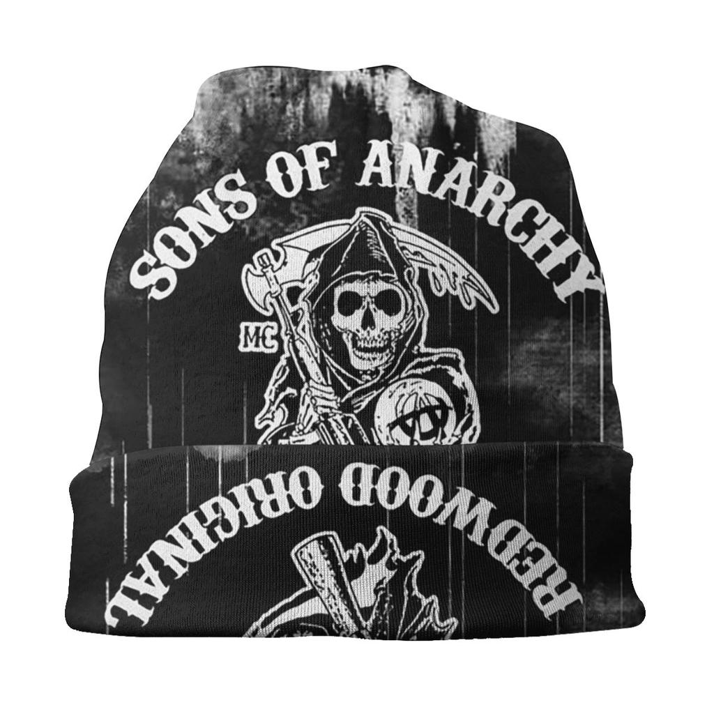 Хардкорная кепка в стиле панк-рок «Сыны анархии», крутая женская шапка унисекс, уличная шапка Skullies, весенняя теплая вязаная шапка двойного назначения