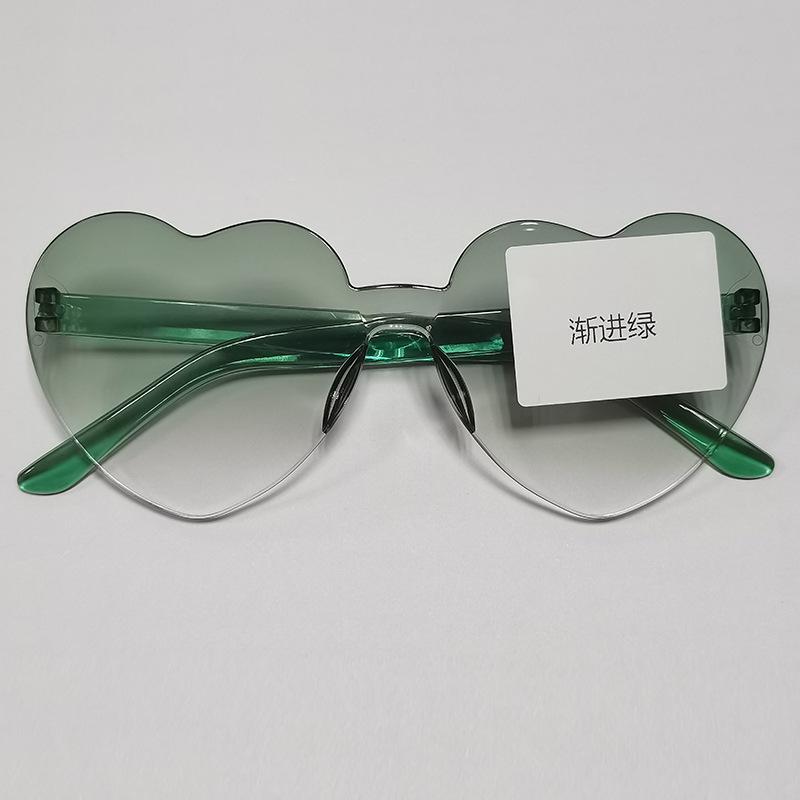 2817 Солнцезащитные очки Peach Heart Солнцезащитные очки Love Jelly Без оправы Очки в форме сердца из цельного куска Ослепительные цветные очки