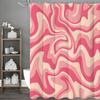 Розовая шторка для душа Fluid Line, Декоративная шторка для душа для ванной комнаты, Водонепроницаемая шторка для душа с крючками