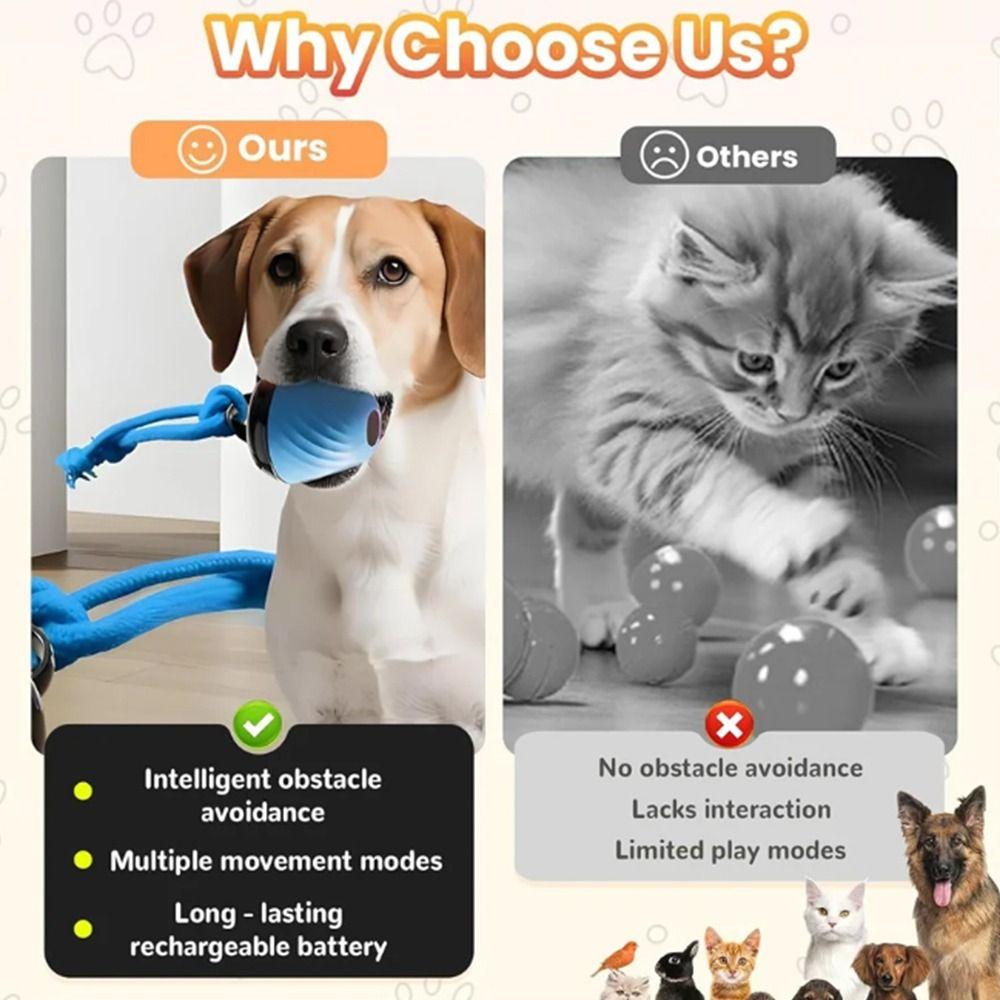 3 Modes Intelligent Dog Toy Ball Imitation Mouse Automatic Moving Bouncing Ball  Pet Training Tool