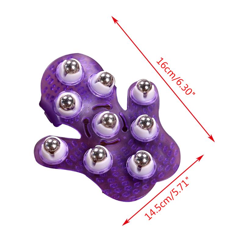 Palm Shaped Massage Glove Body Massager with 9 360 Degree Roller Metal Roller