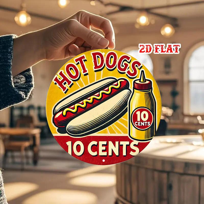 pc Vintage s Retro Hot Dogs Mustard Diner Sign Cents Hot Dog Stand Decor HeavyDuty Aluminum Metal Poster