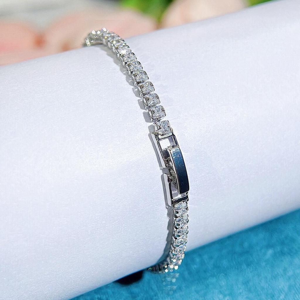 WWJ Classic Simple Golden Silvery Tennis Bracelet CZ Zircon Women's All-Match Jewelry Jewelry Gift на День святого Валентина