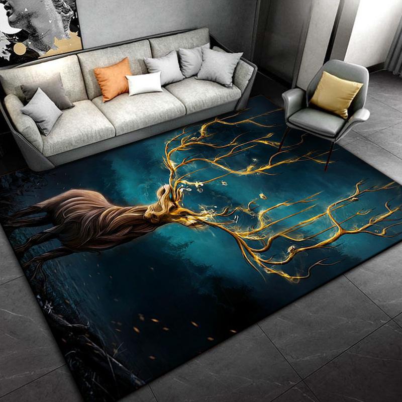 3D Мультяшный Скандинавский Лось Олень Ковер, Ковер для Гостиной Спальни, Детский Игровой Нескользящий Напольный Коврик Диванный Дверной Коврик Декорация