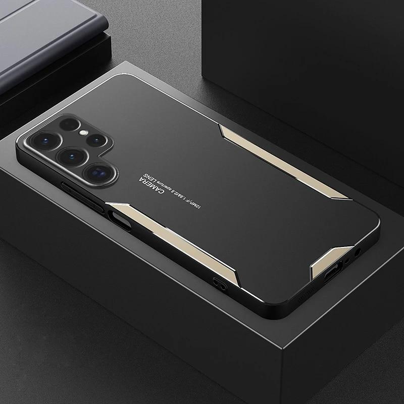 Металлический жесткий чехол из алюминиевого сплава для Samsung Galaxy S24 S 24 Ultra S23 Plus S21 FE Note 20, матовый бампер, силиконовый противоударный защитный чехол для камеры, чехол для телефона