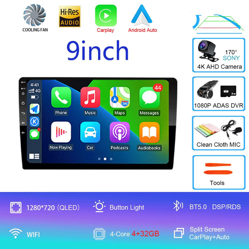 Android 14 2din Car Radio Multimedia Player 9 Inch Carplay For Toyota Volkswagen Hyundai Kia Renault Nissan Honda Lad WIFI+4G