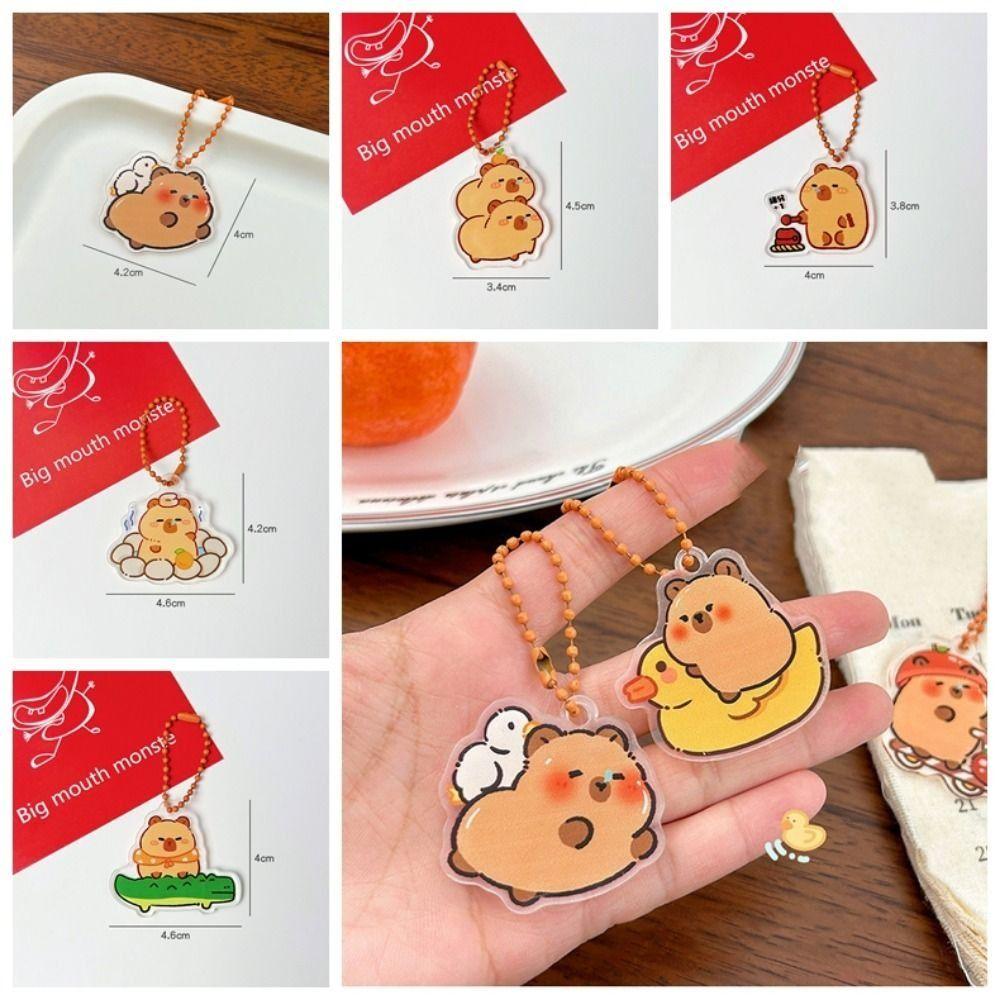 Acrylic Kapibara Bag Hanging Funny Capibara Pendant Kawaii Capybara Acrylic Keychain  Birthday Gift