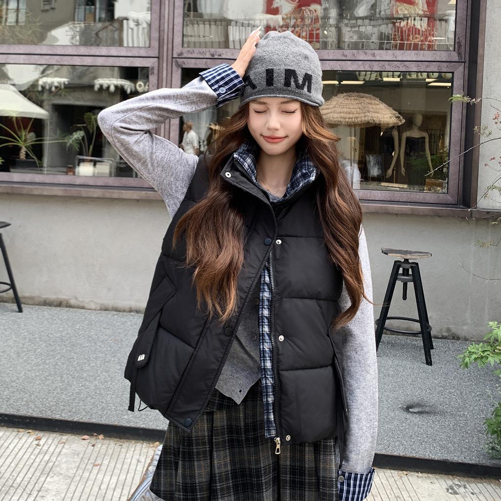 Short Vest Women'S Jacket Autumn And Winter New Loose Stand-Up Collar