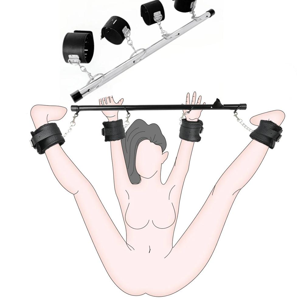 Handcuffs Leg Restraint SM Bondage Gear Sex Toys Sexy Adult Female Open Thigh Bar Spreader Sextoy Kits Couple Porn Games