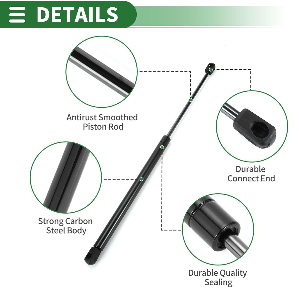 Motoforti Универсальные амортизаторы газовые упоры 20"/510 мм 100 фунтов/445 Н Черные с кронштейнами и винтами