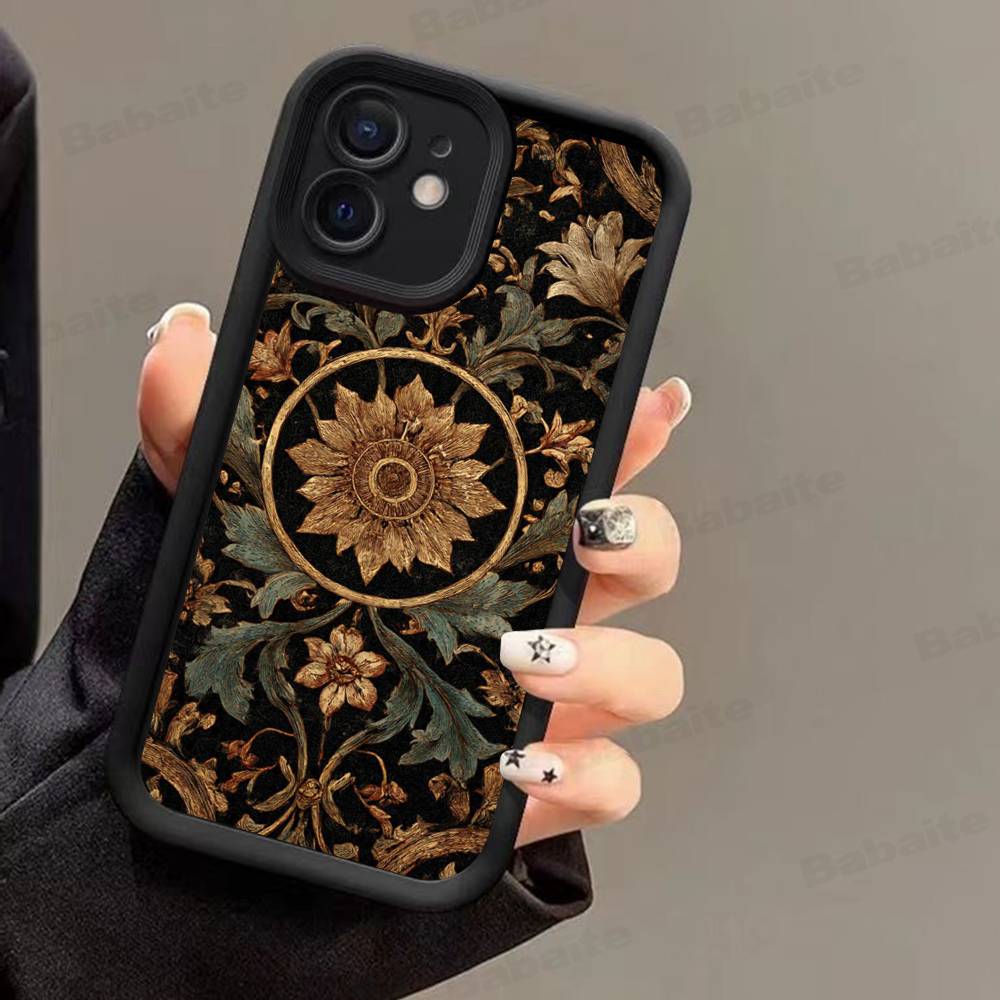 Американский Роскошный Винтажный Узор Чехол для Телефона Для IPhone 17 16 15 14 13 12 11 Pro Max Mini Plus Мягкая Задняя Крышка из ТПУ
