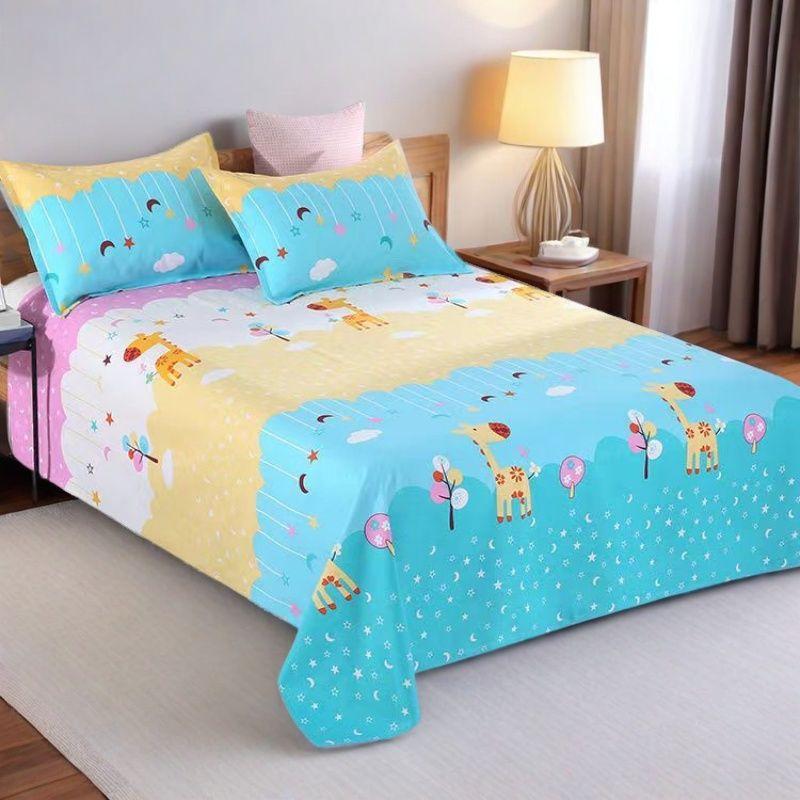 Классический Хлопок Старая Грубая Ткань Утолщенная Простыня Двуспальная Четыре Сезона Универсальная Студенческое Общежитие Принтованное Постельное Белье