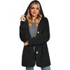 Fleece Jackets for Women Oversized Button Down Fuzzy Hooded Coat Casual Long Sherpa Outerwear with Pockets