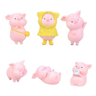 62KD Игривая фигурка свиньи, украшение, полимерная статуэтка свиньи, коллекция, миниатюры, декор