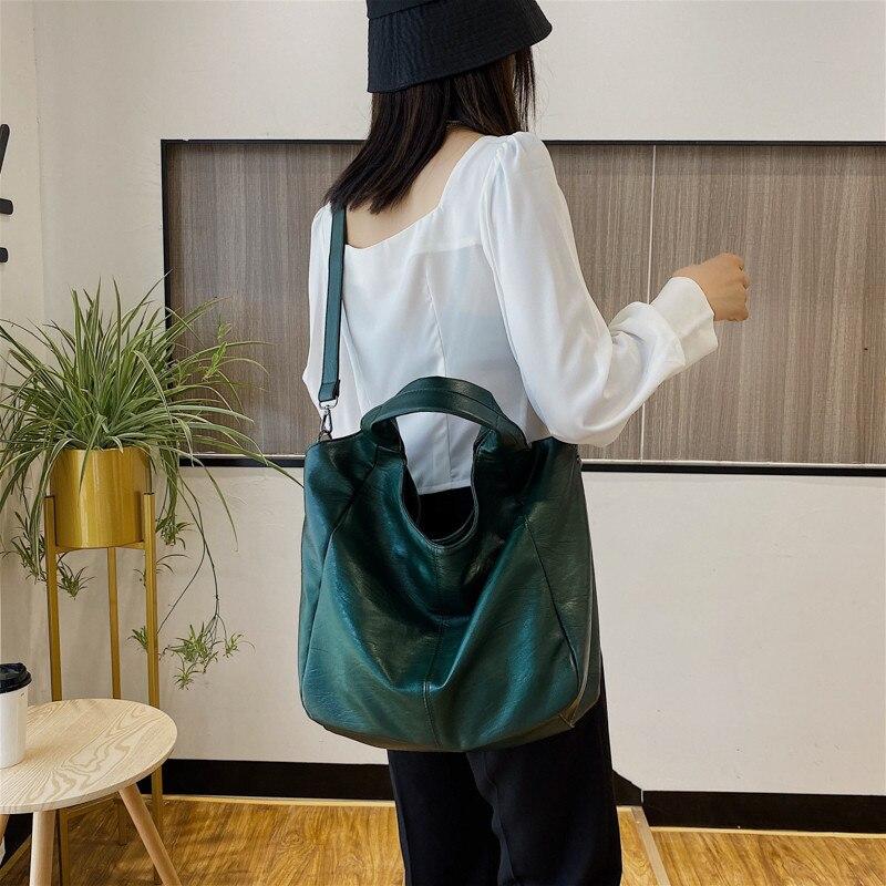 Большие сумки-тоут из мягкой кожи для женщин, новинка 2021 года, простая сумка-хобо, модная корейская сумка на плечо, женские сумки через плечо в форме полумесяца
