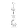 Punk Crystal Moon Dangle Navel Piercing Rings Body 316L Surgical Steel Belly Button Ring Jewelry