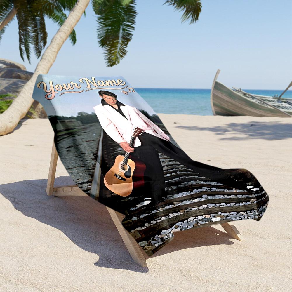 Elvis Presley Customize Text Beach Towel Quick-Dry Soft Microfiber Suitable for Sports Travel Swimming Yoga Bathroom Beach And Pool