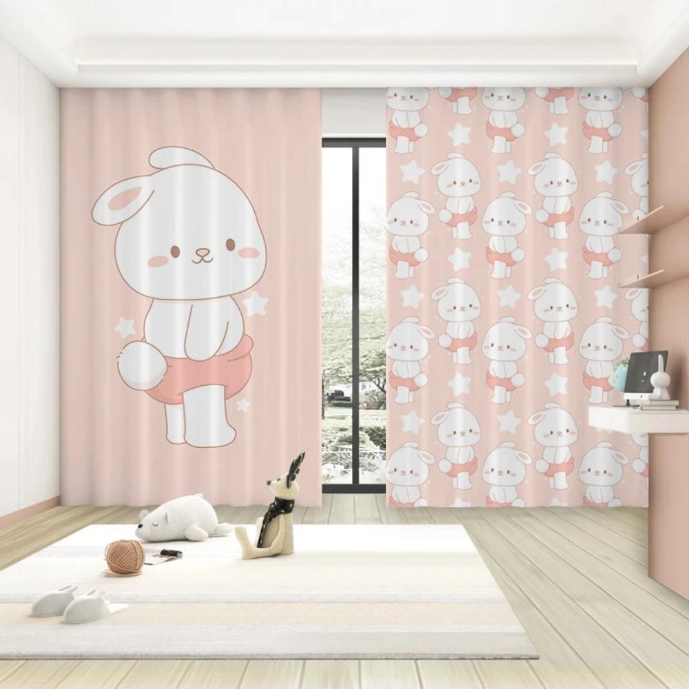 Модные мультяшные милые шторы-занавески с розовым кроликом, воздушным шаром, луной, для девочек, принцесс, спальни, гостиной, шторы с высоким затемнением