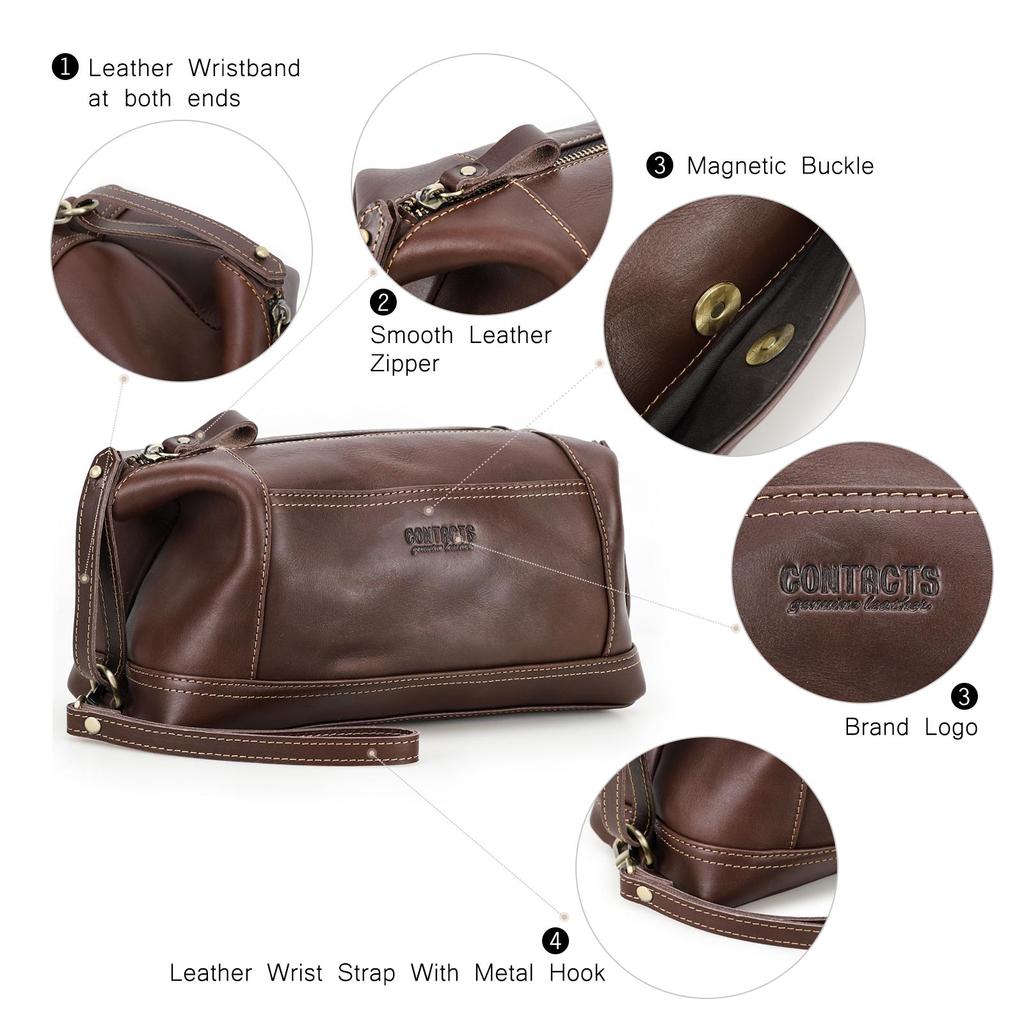 Сумки-клатчи CONTACT'S из натуральной кожи для мужчин, высококачественные сумки-тоут на молнии, мужские кошельки, дорожные сумки, карман для телефона