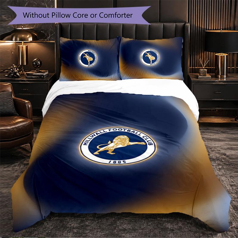 Millwall Football 3 Piece Bedding Set Soft Duvet Cover Set with Pillowcases Printed Bedroom Decor Set for Home