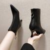 Fashion High Heels Dress Shoes Pointed Toe Bare Boots Black Booties Thin Heeled Fashion Ankle Boots Retro Ladies Shoes Women's Boots
