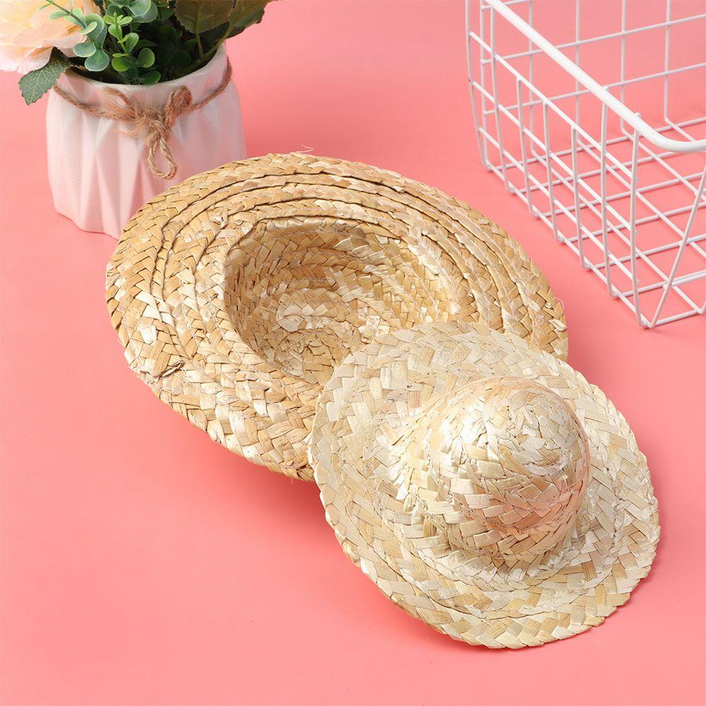 Yellow Multiple Sizes Crafts Woven Straw Hat Doll Accessories Doll Caps DIY Decoration
