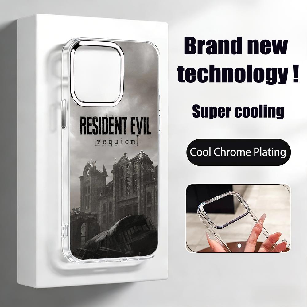Чехол для телефона Resident Evil Requiem Для iPhone17 air 16 15 14 13 12 11 Pro Max Plus Хромированная кнопка Кольцо для камеры Прозрачный чехол