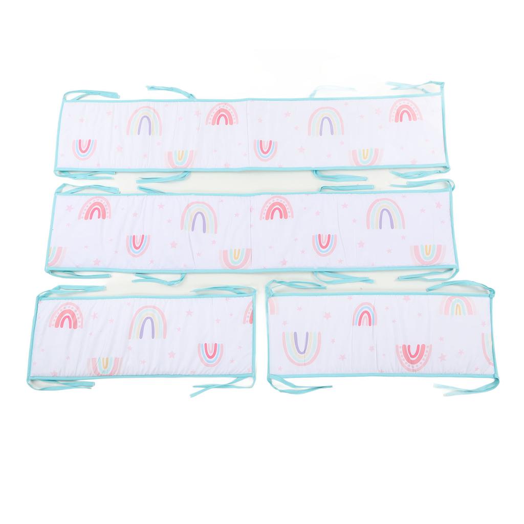 Crib Liner Four Sided Cute Printed Soft Breathable Crib Bumpers Pads for Newborn Toddler Style 2