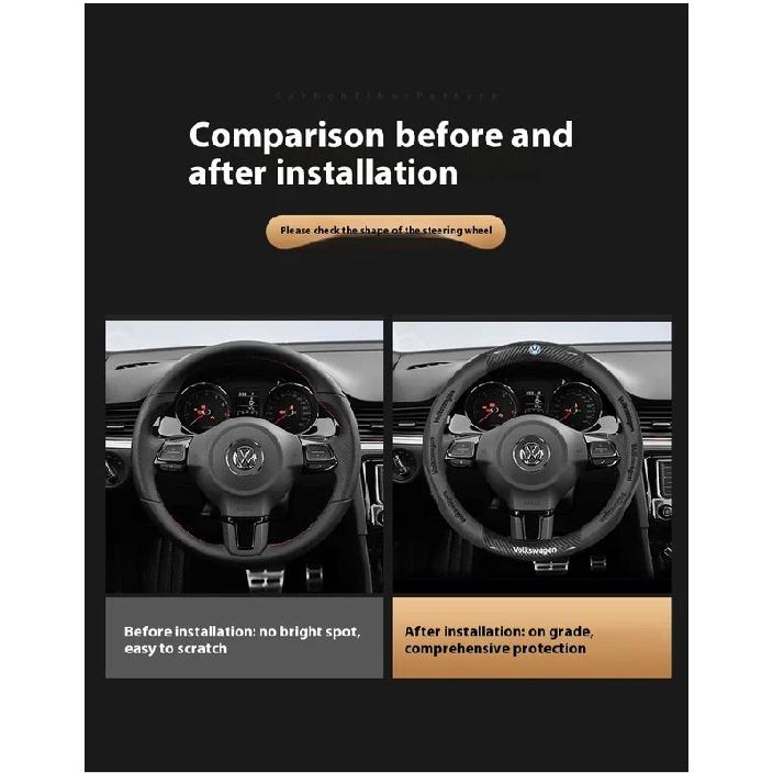 Кожаная накладка на руль автомобиля из углеродного волокна для Volkswagen T-ROC T-Cross Touareg Polo Passat Golf 5 GTI Beetle Magotan Tiguan