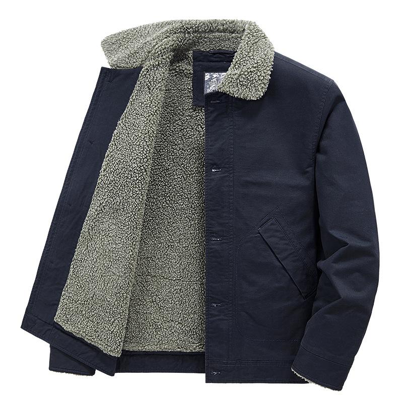 Зимнее модное хлопковое пальто для мужчин, куртка из бархата и утолщенного хлопка, теплое пальто из овечьей шерсти, хлопковое пальто с отворотами для спецодежды