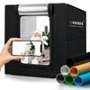 DUCLUS 25 см Складной световой бокс для фотобудки, Простой в использовании комплект для фотостудии с 104 регулируемыми светодиодными лампами и 6 цветными фонами для предметной съемки