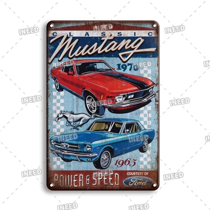 Ретро Ford Mustang металлический жестяной знак винтажный автомобиль бренд настенные наклейки гараж украшение Man Cave House настенный знак 8x12 дюймов
