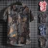 Summer Men Shirt Floral Print Short Sleeves Tropical Style Hawaii Loose Plus Size Single-breasted Turn-down Collar Quick