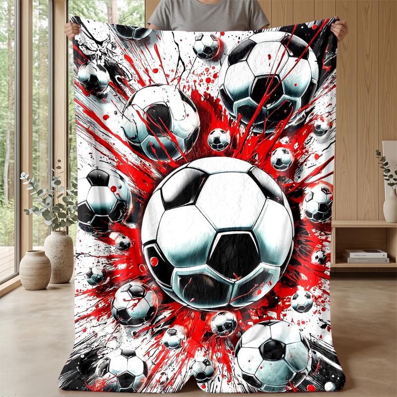 Soccer Ball Crashes Through Rocks Theme blanket Lightweight Warm Flannel Blanket Decorative Throw Blanket for Home Decoration
