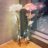 Artificial Rose Decorative Flower Stem Colorful Artificial Rainbow Rose with Led String Lights Forever Flower Gift for Women Mom
